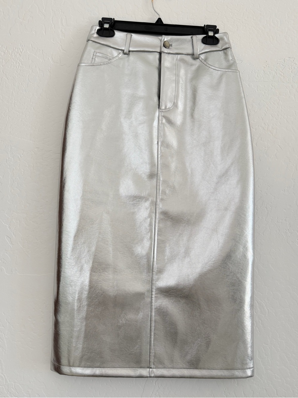 🪶7 For All Mankind Metallic Silver Pencil Skirt